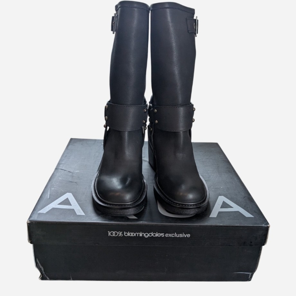 Aqua Black Combat Boots with Buckle - Picture 2 of 9